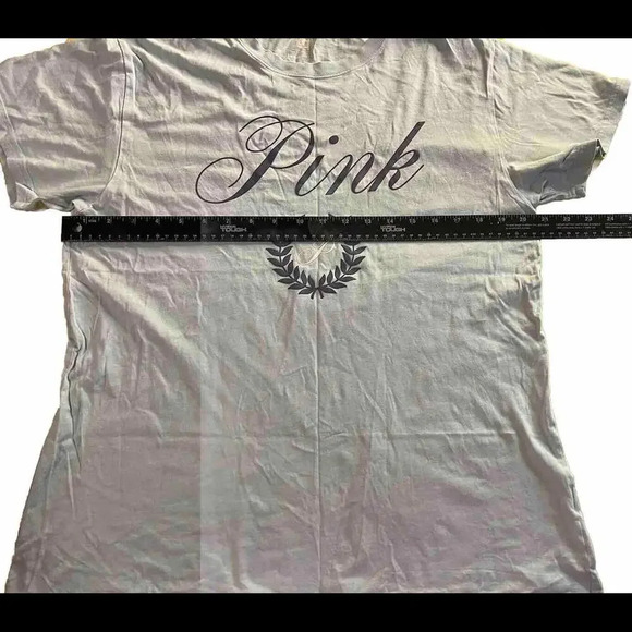 Preppy Baby Blue VS Pink Campus Oversized  Logo T size small - Picture 2 of 5